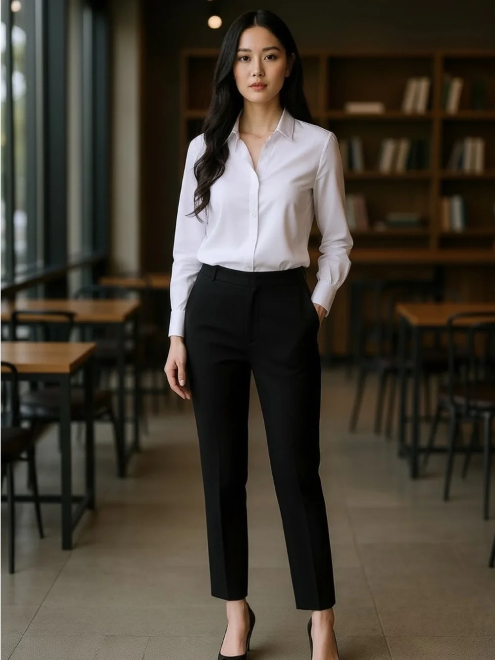 SPANX Black Straight-Leg Tailored Pants - Picture 1 of 3